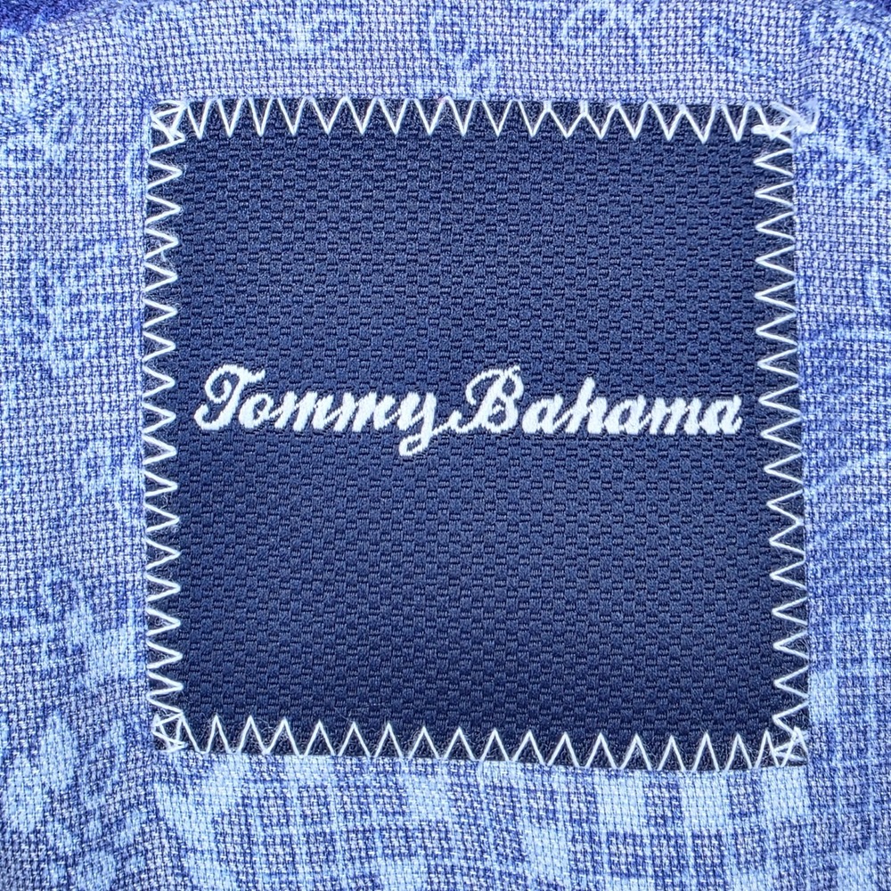 Tommy Bahama Shirt Mens Large Blue Floral Patchwork Silk Cotton Short Sleeve L - Picture 3 of 9